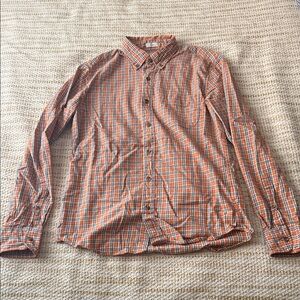 J. Crew Orange and Blue Plaid Men's Shirt Slim Fit